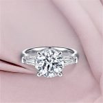 3 Stone Engagement  Ring 3.50 carat IGI GIA certified Lab Grown Diamond Band Solid 14k White Gold