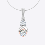 Unique Round Cut Lab Grown Diamond Rose and White Gold Pendant
