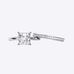 Princess Cut Lab Grown Diamond Gold Band Set
