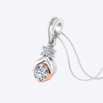 Unique Round Cut Lab Grown Diamond Rose and White Gold Pendant - Image 2