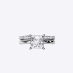 Princess Cut Lab Grown Diamond Gold Band Set - Image 2