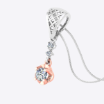 Women Unique Pendant Round Cut Lab Grown Diamond Two Tone Gold - Image 2