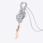 Women Diamond Pendant Round Cut Lab Grown Diamond Two tone Gold - Image 2