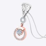 Beautiful Diamond Pendant Round Cut Lab Grown Two tone Gold - Image 2