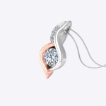 Round Cut Lab Grown Diamond Two Tone Gold Pendant - Image 2