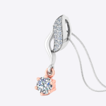 Unique Pendant Round Cut Lab Grown Diamond Rose and White Gold - Image 2