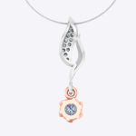 Unique Pendant Round Cut Lab Grown Diamond Rose and White Gold - Image 3