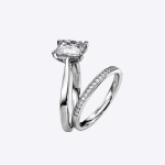 Princess Cut Lab Grown Diamond Gold Band Set - Image 4