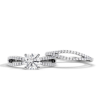 Solitaire with Accents Lab Grown Diamond Band Set - Image 9