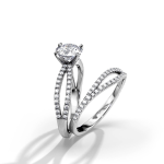 Solitaire with Accents Lab Grown Diamond Band Set - Image 10