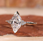 Marquise Solitaire with Accents Lab Grown Diamond Gold Ring - Image 2