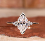 Marquise Solitaire with Accents Lab Grown Diamond Gold Ring