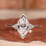 Marquise Solitaire with Accents Lab Grown Diamond Gold Ring