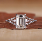 Beautiful Emerald Cut Solitaire Lab Grown Diamond Gold Ring