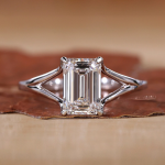 Beautiful Emerald Cut Solitaire Lab Grown Diamond Gold Ring