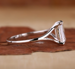 Beautiful Emerald Cut Solitaire Lab Grown Diamond Gold Ring - Image 3