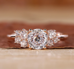 Engagement Solitaire with Accents Gold Lab Grown Diamond Ring