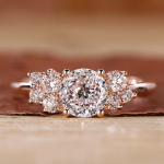 Engagement Solitaire with Accents Gold Lab Grown Diamond Ring
