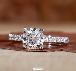 Engagement Cushion Cut Lab Grown Diamond Gold Ring - Image 4