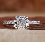 Engagement Cushion Cut Lab Grown Diamond Gold Ring