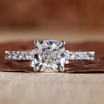 Engagement Cushion Cut Lab Grown Diamond Gold Ring