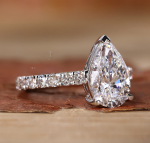 Wedding Pear Cut IGI GIA Certified Lab Grown Diamond Gold Ring - Image 2