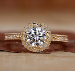 Halo Round Cut Lab grown Diamond Gold Ring