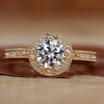 Halo Round Cut Lab grown Diamond Gold Ring