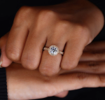 Halo Round Cut Lab grown Diamond Gold Ring - Image 5