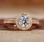 Halo Round Cut Lab grown Diamond Gold Ring - Image 2