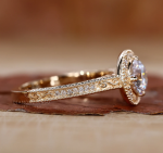 Halo Round Cut Lab grown Diamond Gold Ring - Image 3