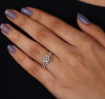 Round Cut Lab Grown Diamond Gold Band Set - Image 5