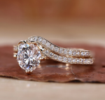 Round Cut Lab Grown Diamond Gold Band Set - Image 2