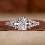 Engagement Round Solitaire with Accents Lab Grown Diamond Gold Ring