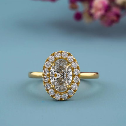 Oval Cut Engagement Lab Grown Diamond Gold Ring