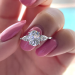 Oval Cut Three Stone Lab Grown Diamond Ring - Image 2
