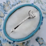 Cushion Cut Solitaire with Accents IGI GIA Lab Grown Diamond Gold Ring - Image 2