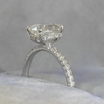 Cushion Cut Solitaire with Accents IGI GIA Lab Grown Diamond Gold Ring - Image 3