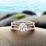 Solitaire with Accents Lab Grown Diamond Band Set