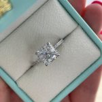 Princess Cut Solitaire with Accents Lab Grown Diamond Gold Ring