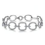 White Gold Geometric Diamond Links Bracelet