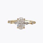 Oval Cut Solitaire with Accents Lab Grown Diamond Gold Ring