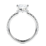 Cushion Cut Hidden Halo Lab Grown Diamond White Gold Ring - Image 3