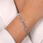 White Gold Geometric Diamond Links Bracelet - Image 3