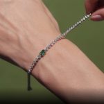 Emerald Green Gemstone Lab Grown Diamond Gold Bracelet - Image 2