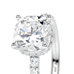 Cushion Cut Hidden Halo Lab Grown Diamond White Gold Ring - Image 2