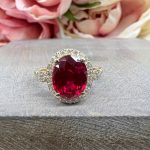 Oval Cut Ruby Lab Grown Diamond Gold Ring