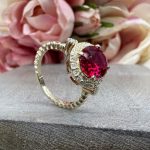 Oval Cut Ruby Lab Grown Diamond Gold Ring - Image 4