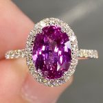 Oval Purplish Pink Sapphire Lab Grown Diamond White Gold Ring