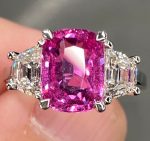 Cushion Cut Pink Sapphire Lab Grown Diamond White Gold Ring